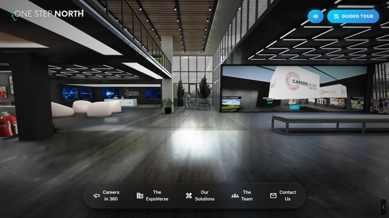 One Step North virtual office reception and interactive exhibition space